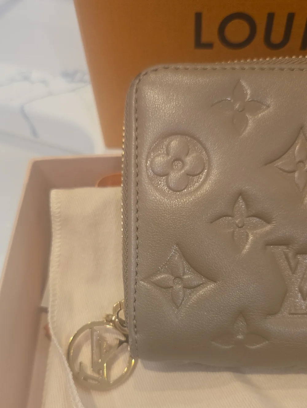 Louis Vuitton Embossed Monogram Coussins Zip-Around Wallet in Taupe, GUC